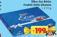 ÜLKER ECE BÜTÜN FINDIKLI SÜTLÜ ÇİKOLATA 215 G - BAYRAM ŞEKERİ/ÇİKOLATASI